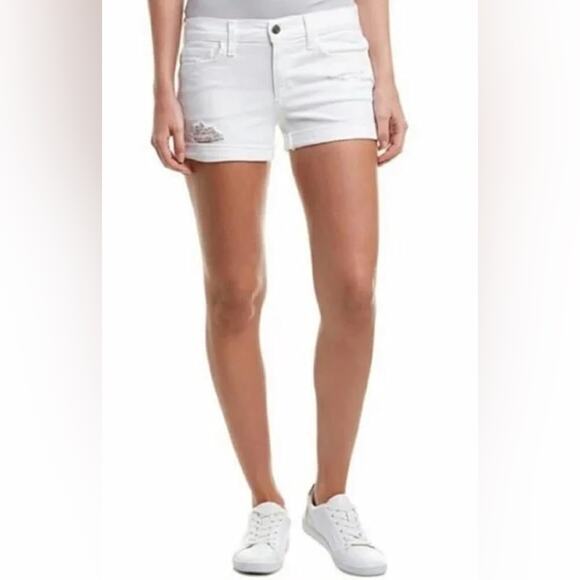 Joe’s Jeans White Denim Shorts Distressed Rolled Hem Women’s Size 26 - Picture 1 of 6
